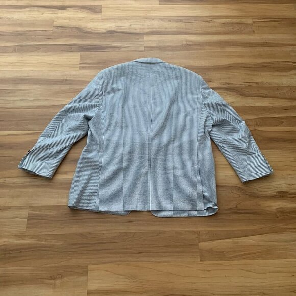 Hickey Freeman Seersucker Blazer Size 48 Regular Blue and White Striped - Picture 6 of 14
